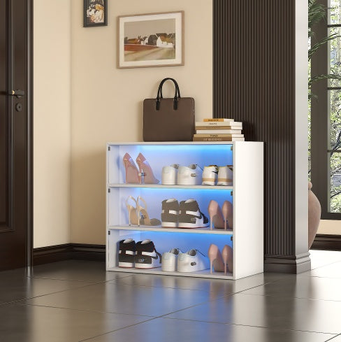 White Shoe Storage Cabinet With RGB Led Light