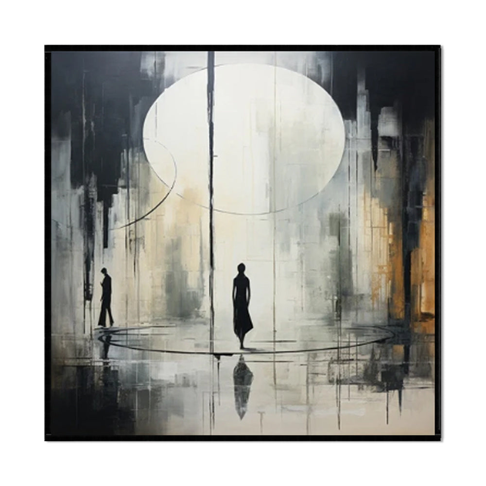 Black & White Abstract Handmade Oil Painting on Canvas – Modern Wall Art Decor